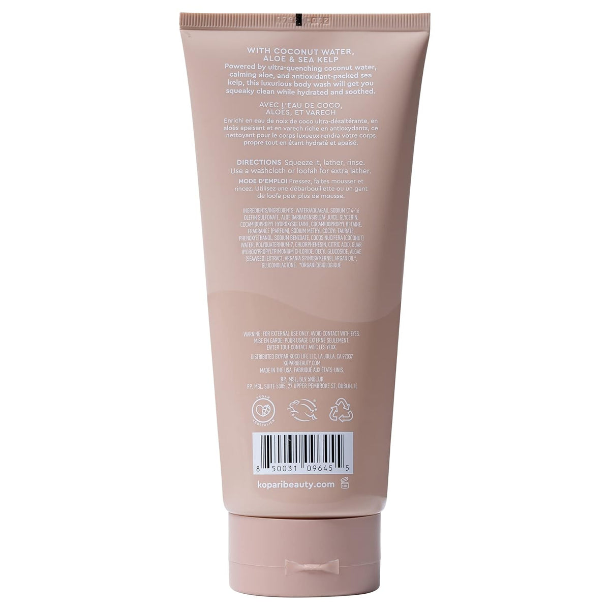 Tahitian Vanilla Hydrating Body Wash with Coconut Water, Aloe & Sea Kelp | Cleanses Without