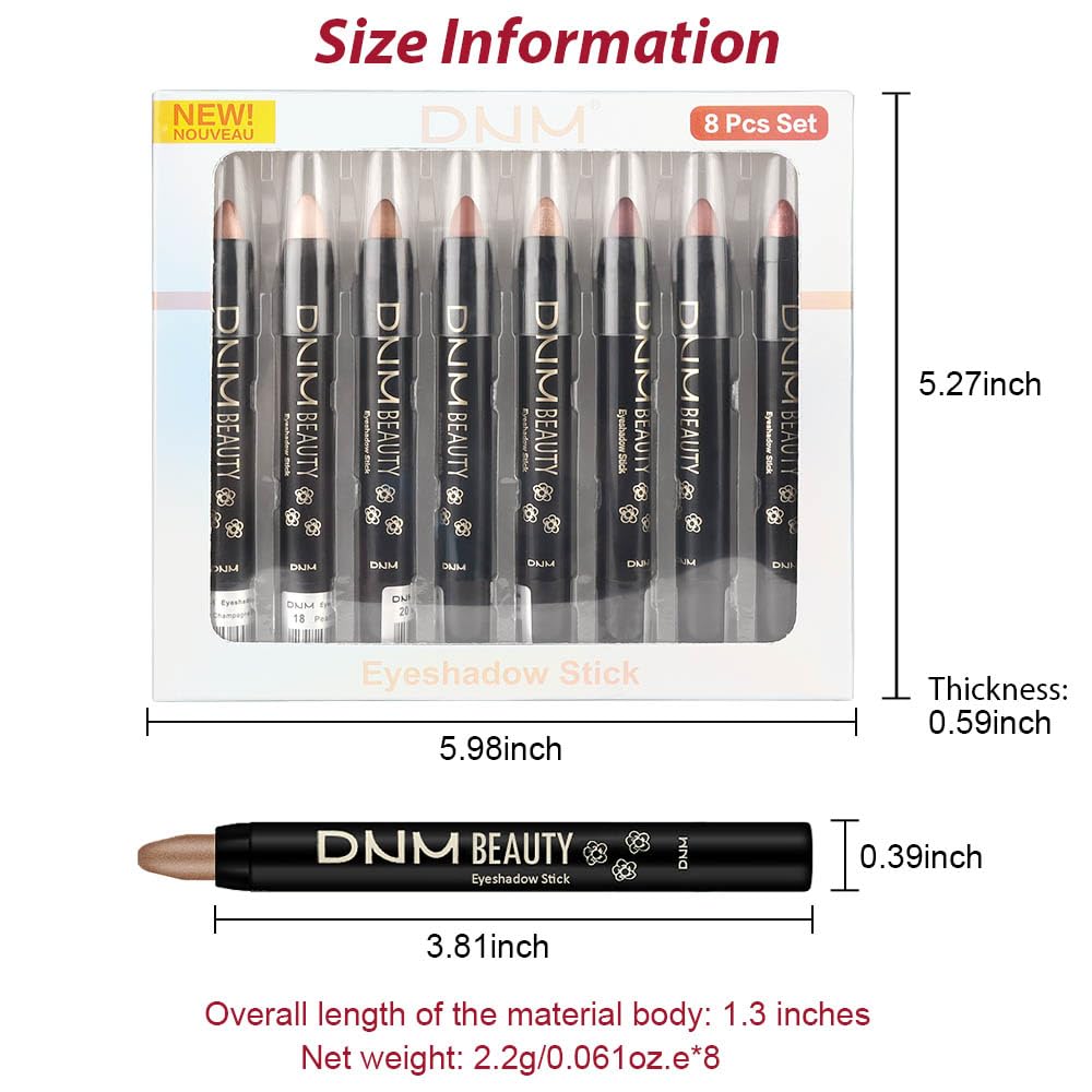 Kaely 8Pcs Cream Eye Shadow Sticks Set, Matte Shimmer Eyeliner Pencil Eyeshadow Palette Makeup, Eye