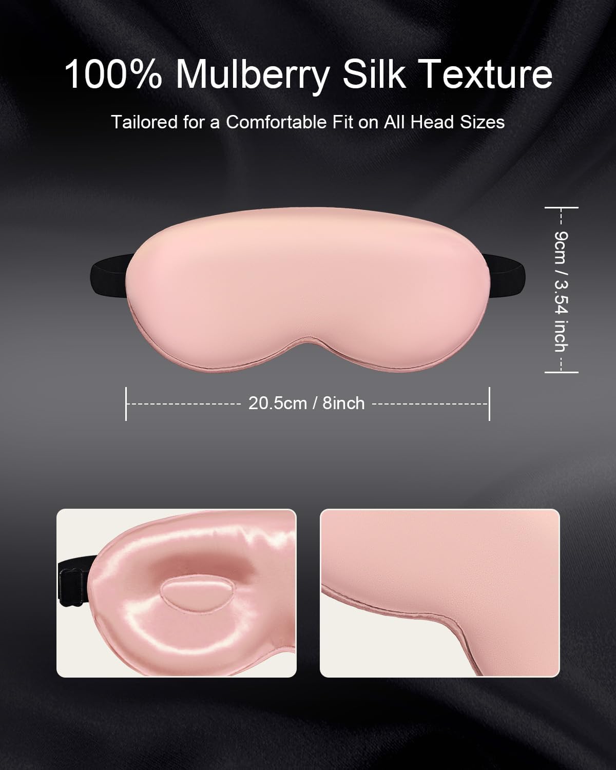 Luxury 22 Momme 100% Mulberry Silk Sleep Mask – 3D Eye Mask with Adjustable Strap, Gentle on Skin