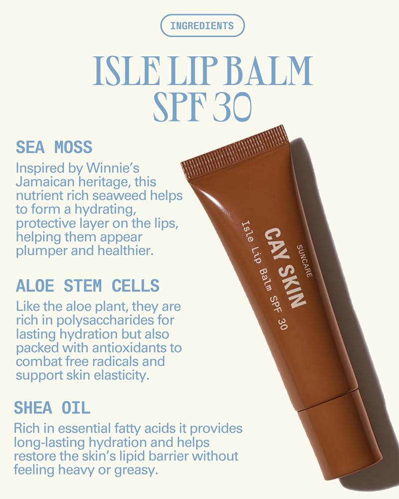 Cay Skin Isle Lip Balm SPF 30 – High Shine, Hydrating + Sheer Lip Gloss in Vanilla Brown Sugar