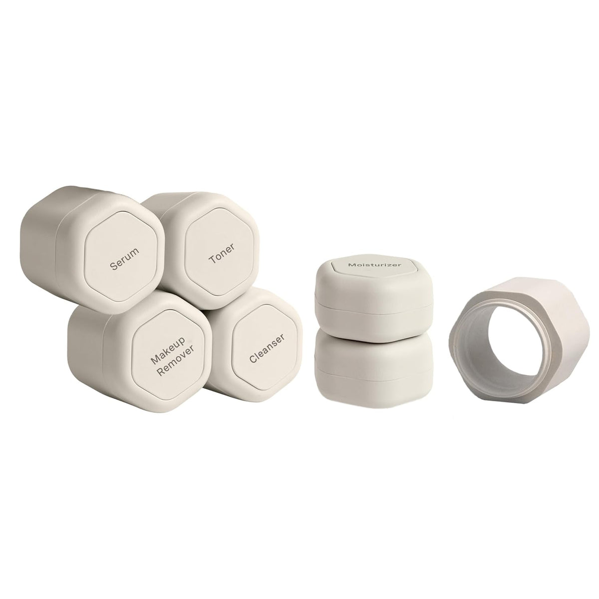 Cadence Travel Containers - Full Skincare Set - Magnetic Containers with Lids,Carry On Travel