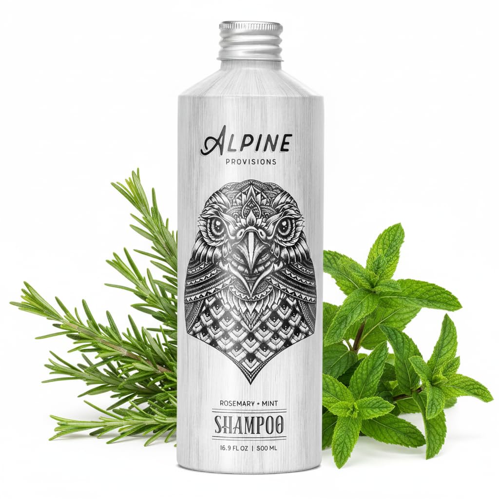 Alpine Provisions Rosemary & Mint Shampoo - Naturally Repair, Cleanse, and Hydrate with Essential