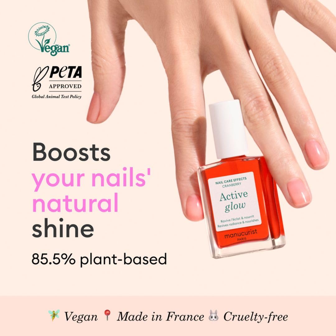 Manucurist Active Glow Cranberry All-in-One Perfecter Nail Polish & Care - No Lamp - Vegan & Made