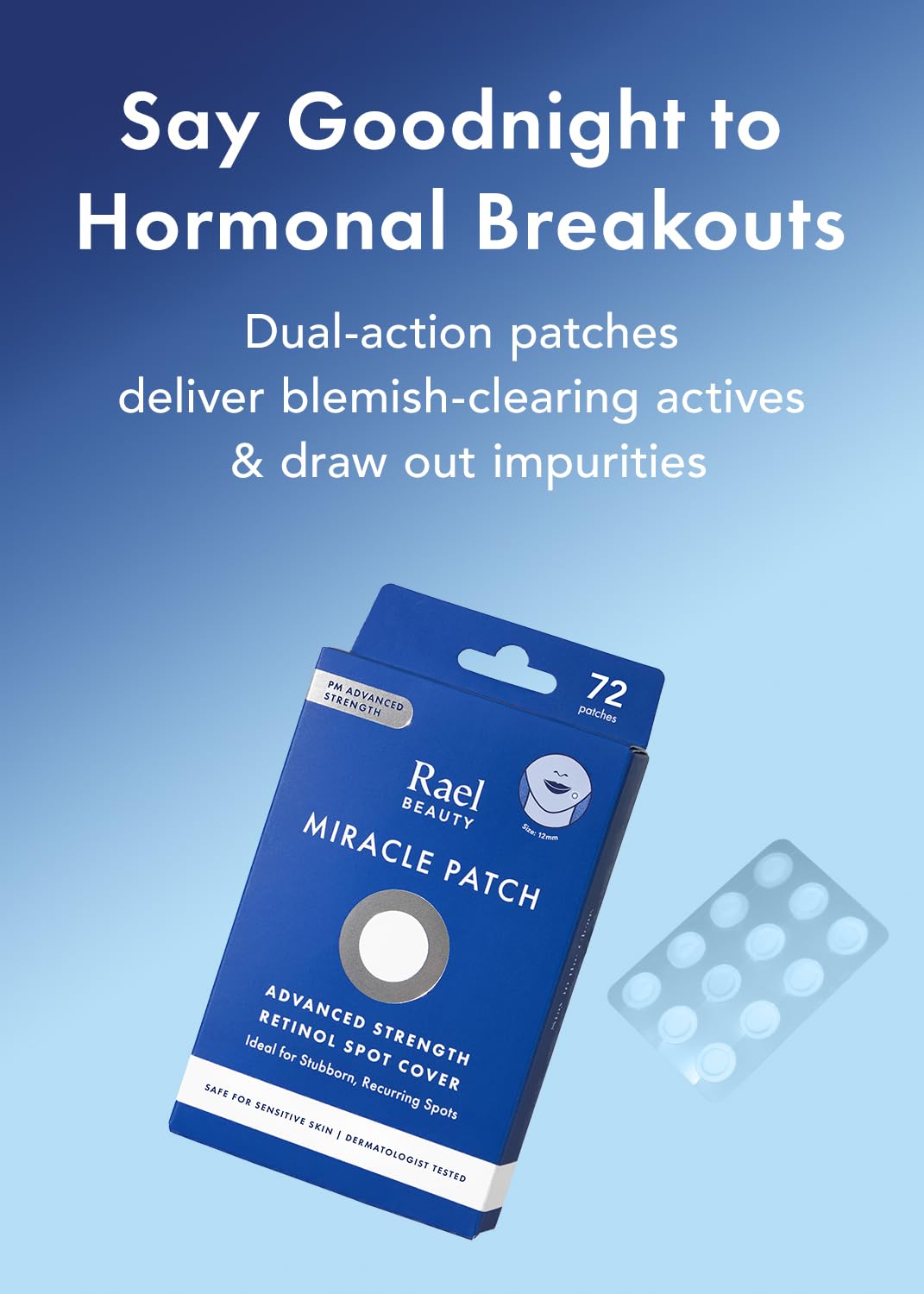 Rael Pimple Patches, Miracle Retinol Spot Cover - Hydrocolloid Acne Patch for Face, Absorbing Zits