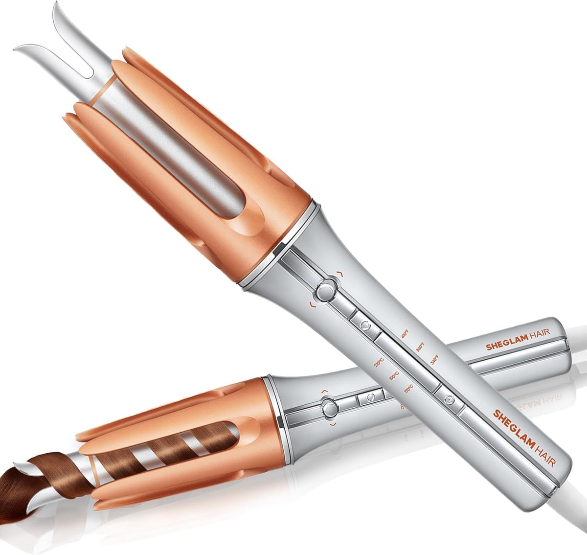 SHEGLAM Automatic Curling Iron 1 inch with 3 Temperatures Fast Heating, 2-Way Rotation, Automatic