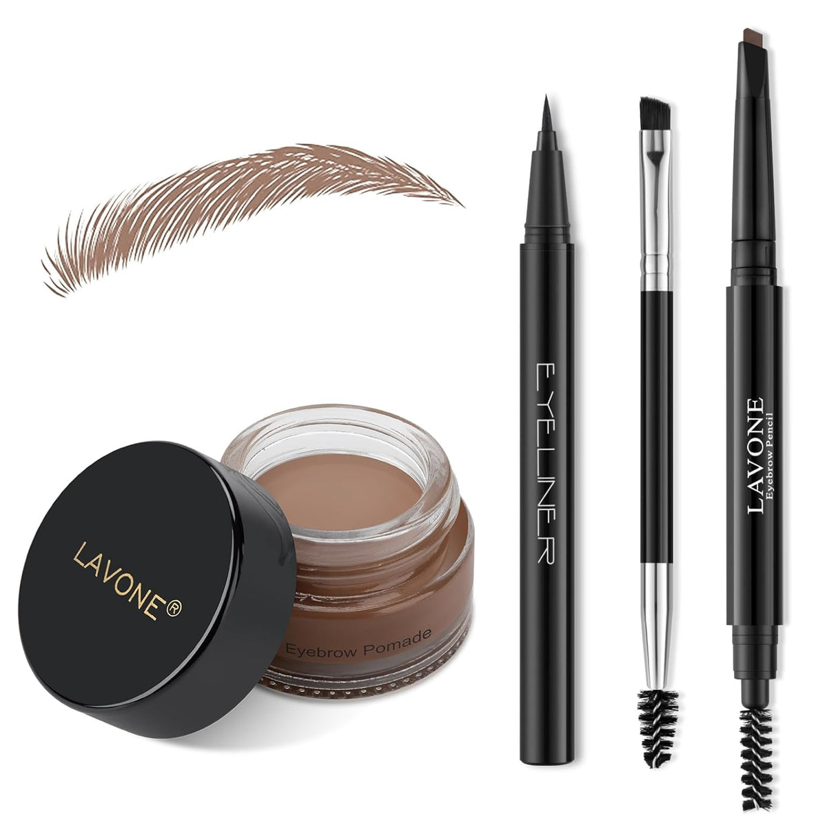 LAVONE Eyebrow Stamp Pencil Kit - Trio Makeup Brow Stamp Kit with Waterproof Eyebrow Pencil