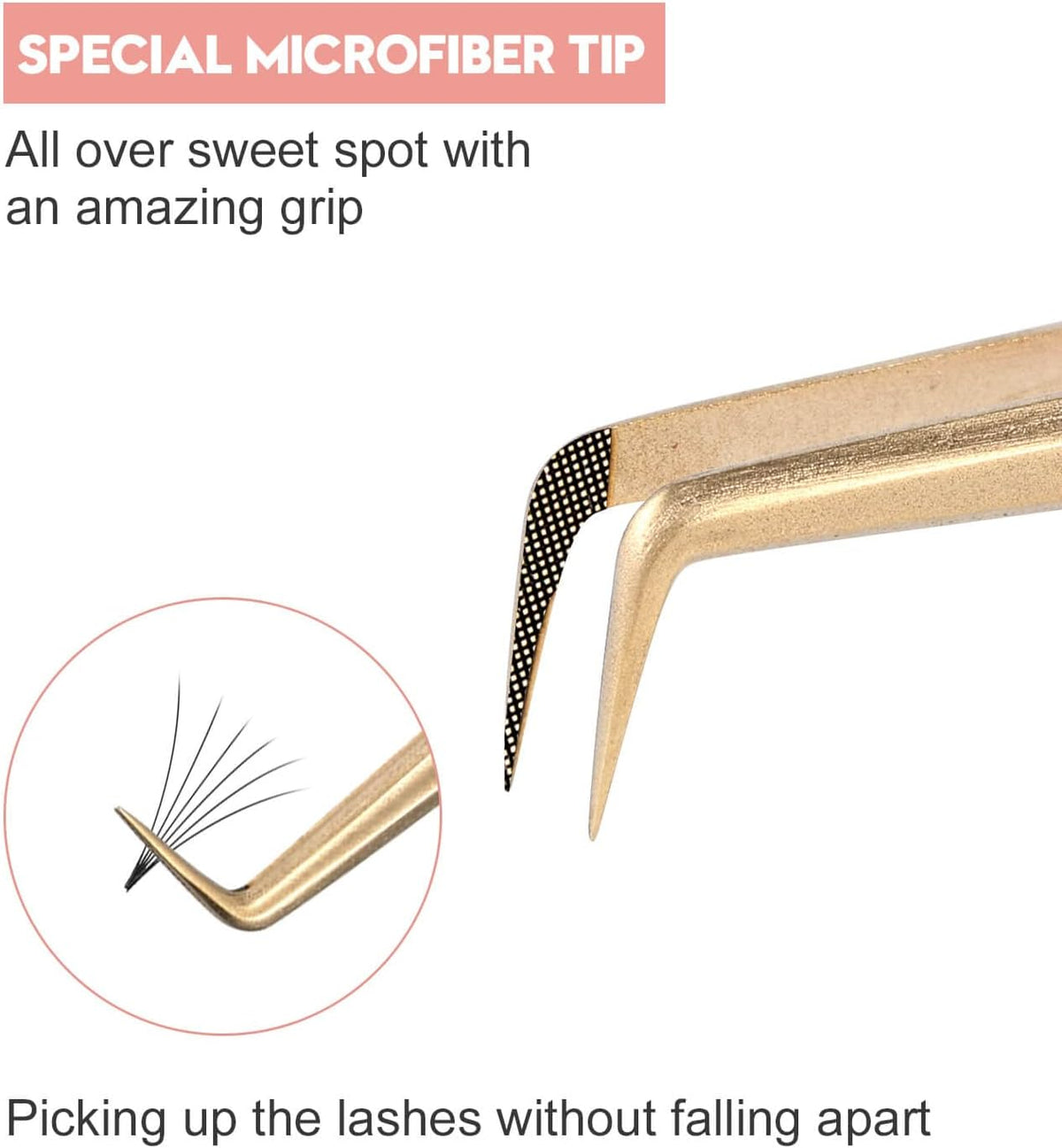 Ms.Queen Eyelash Tweezers Set,Professional 2Pcs Fiber Tip 45 90 Degree Mega Volume Lash Extension