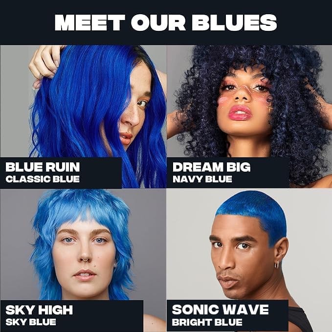 Good Dye Young Semi-Permanent Hair Color, Vegan and Cruelty-Free Blue Hair Dye, Last up to 24