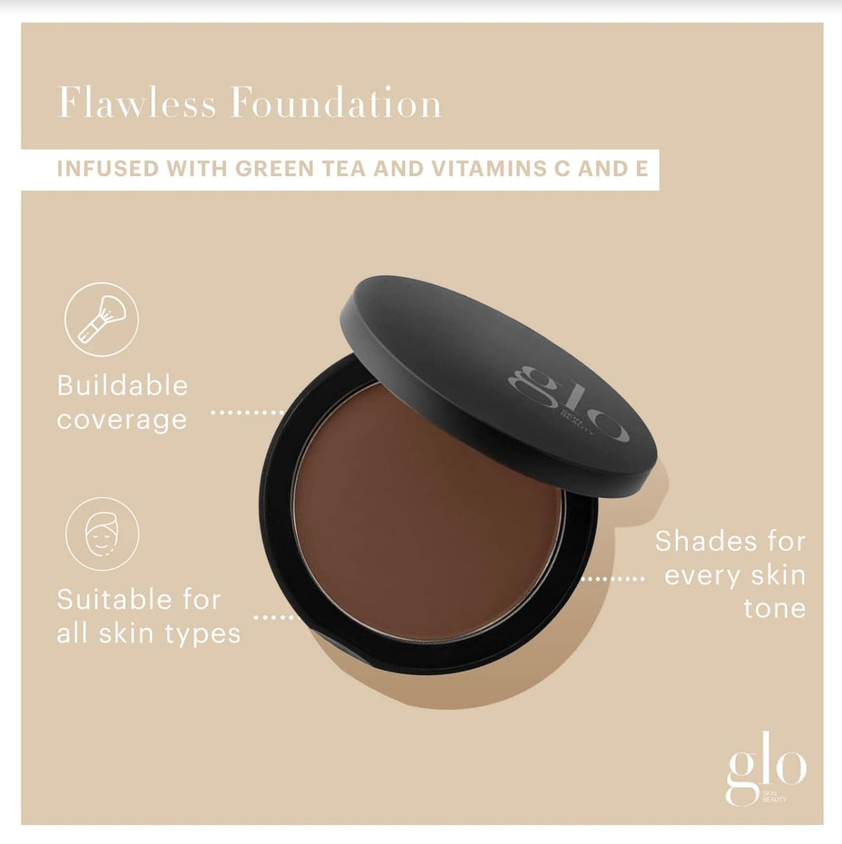 Glo Skin Beauty Pressed Base Powder Foundation Makeup (Cocoa) - Flawless Coverage for a Radiant