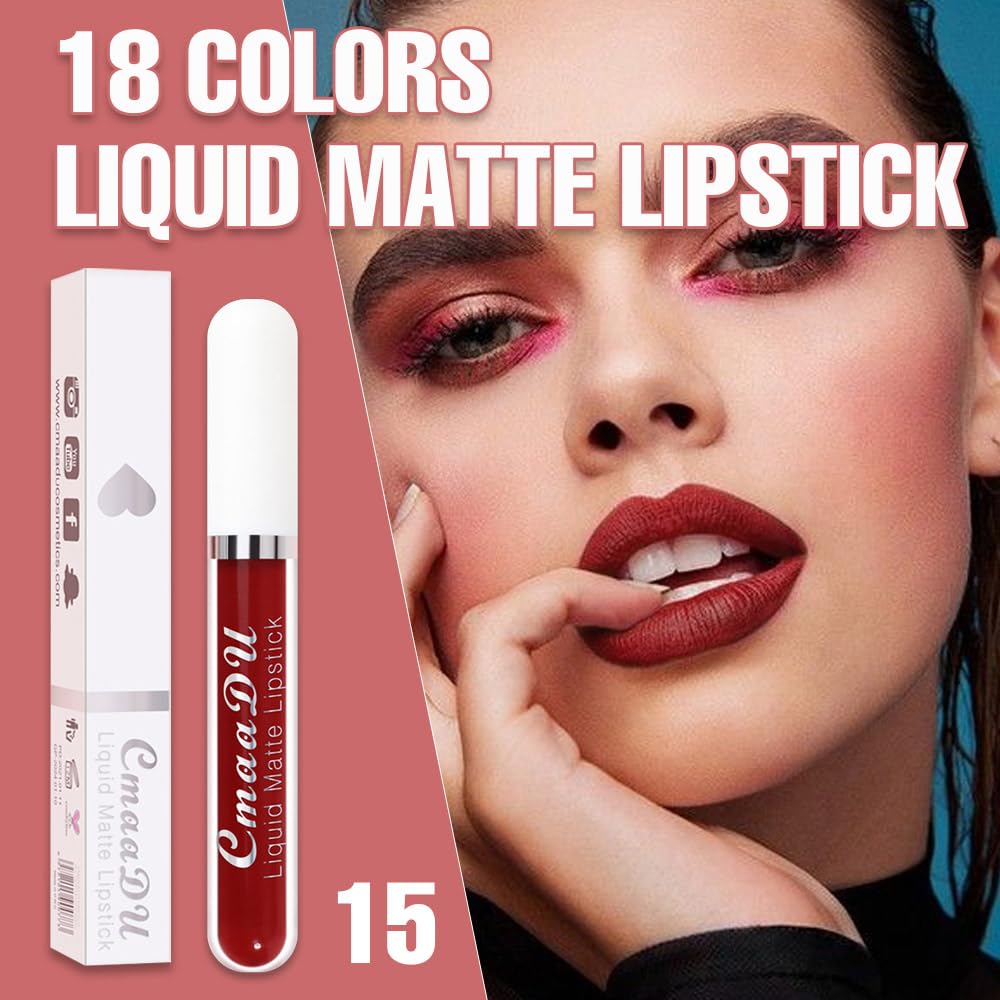 evpct 1Pcs Brick Red Liquid Matte Lipstick Lipgloss Set for Women, labiales mate 24 horas