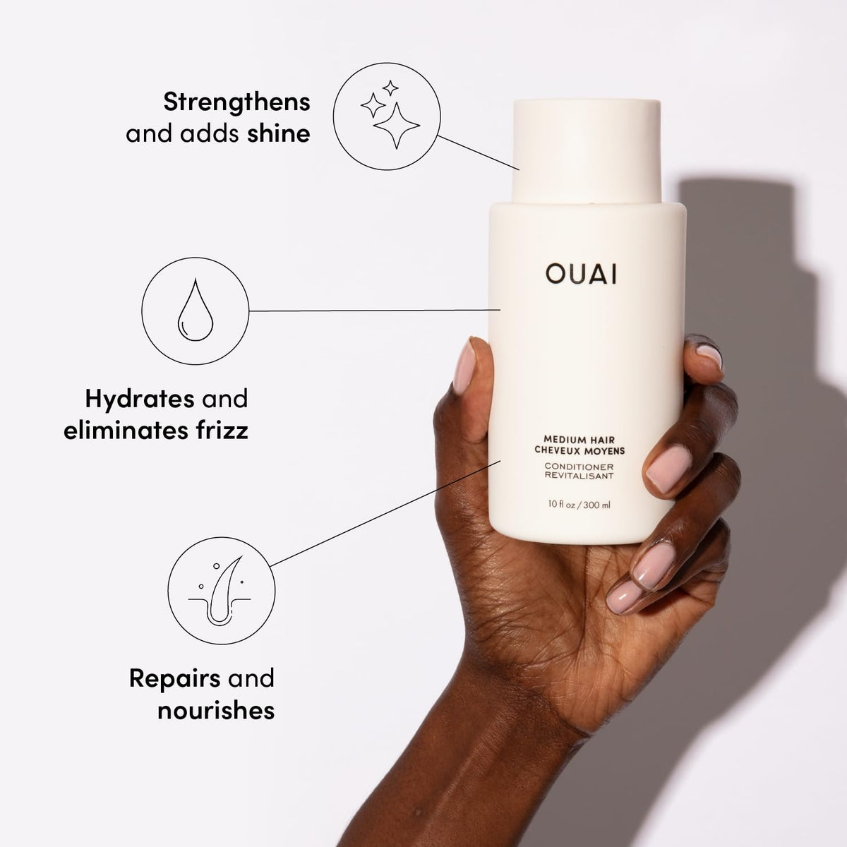 OUAI Medium Hair Shampoo & Conditioner Set, Travel Size - Hydrating Shampoo & Conditioner - With