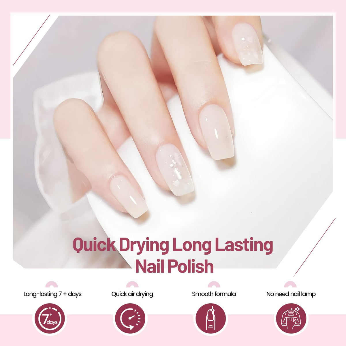 Jelly Nail Polish Set 6 Colors White Pale Red Soft Pink Natural Nude Pale Purple Fresh Pink Purple