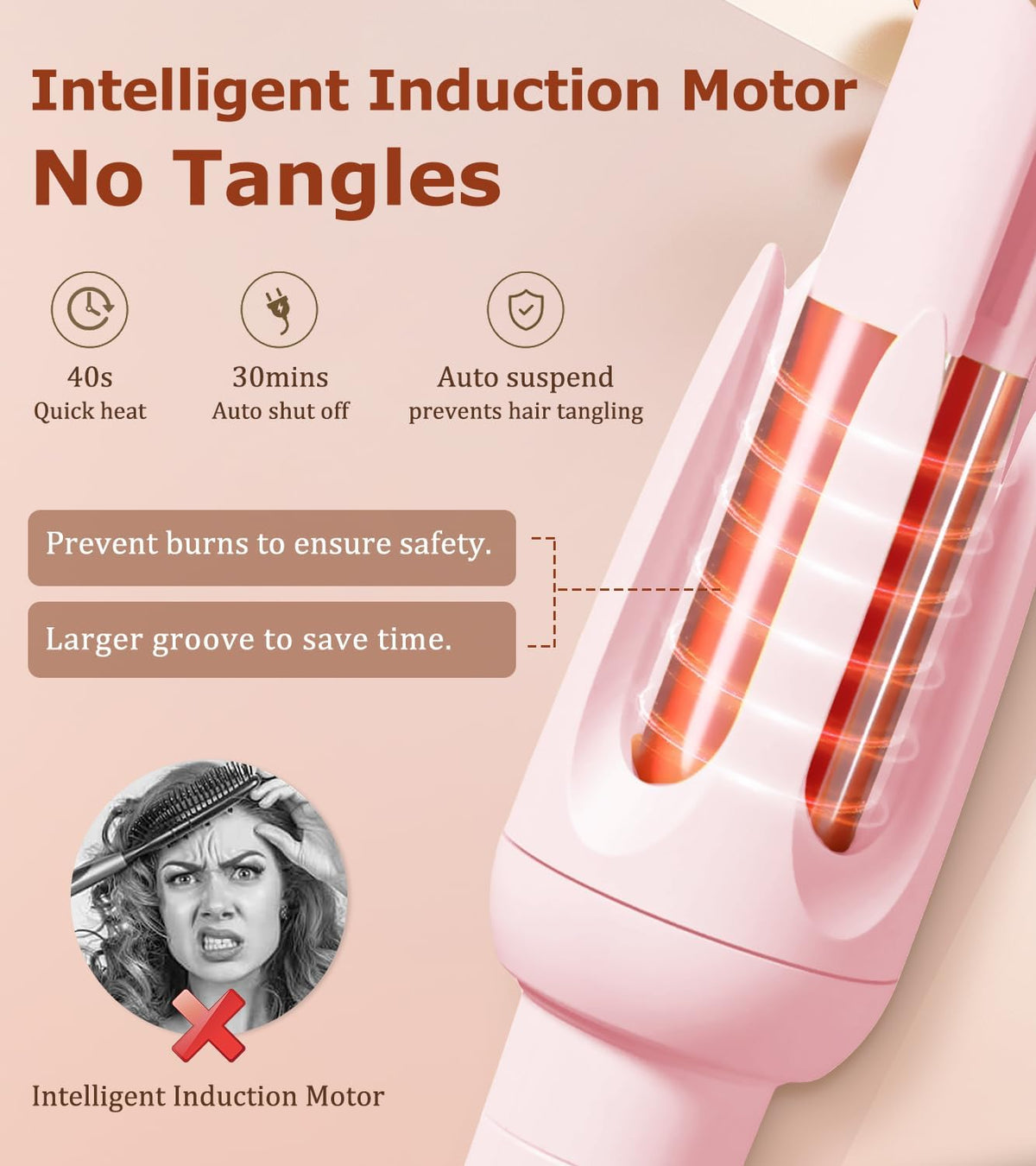 Auto Hair Curler, Automatic Curling Iron with 4 Temperature & 3 Timer, Automatic Shut-Off