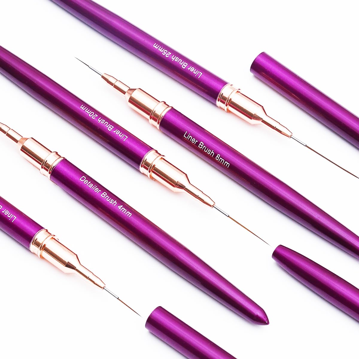 Metallic Nail Art Brushes, 5Pcs Nail Art Liner Brushes, Painting Art Design Brush Set Nail Dotting