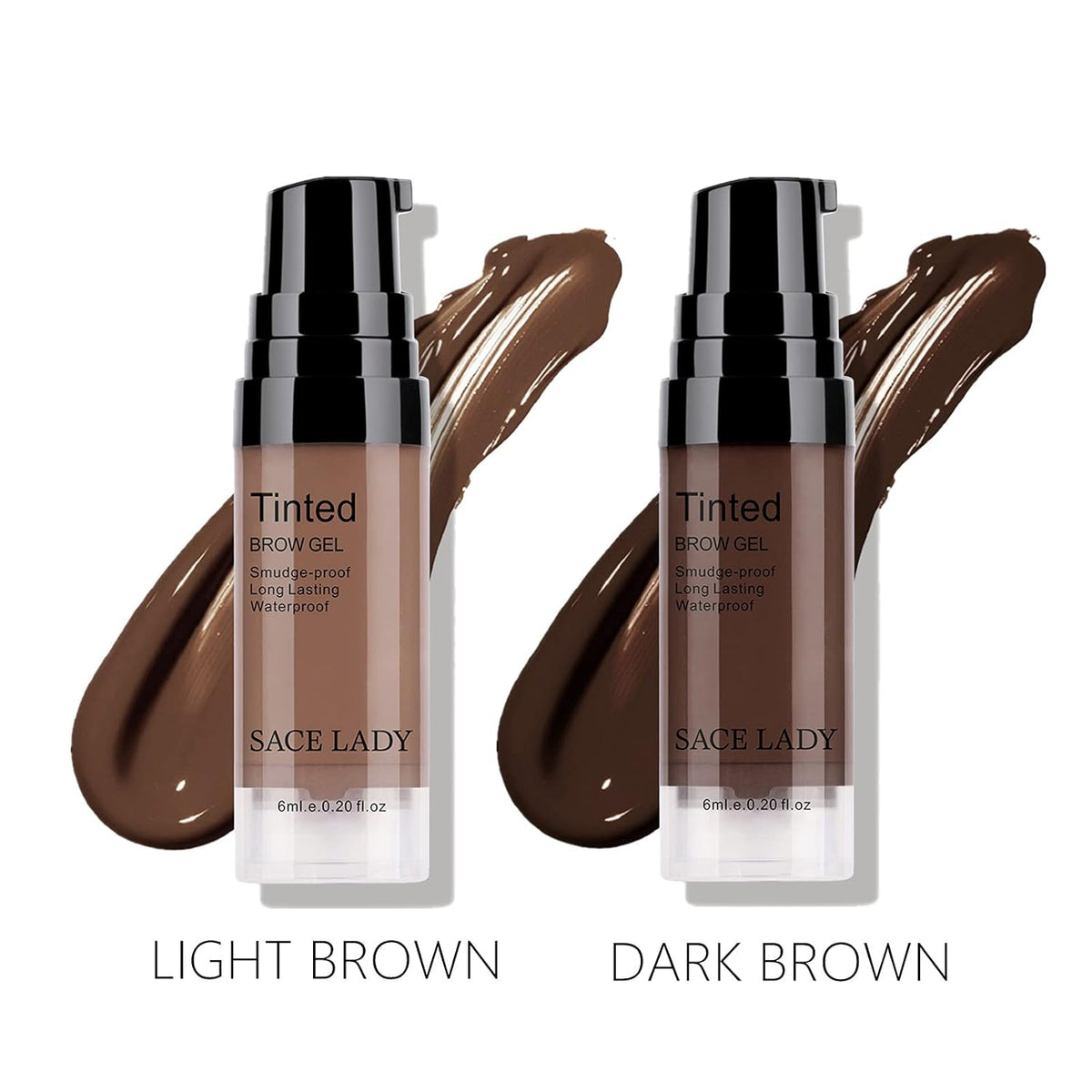 2 Colors Long Lasting Eyebrow Gel Set with Eyebrow Brushes for Waterproof Eyebrow Makeup, Eyebrow