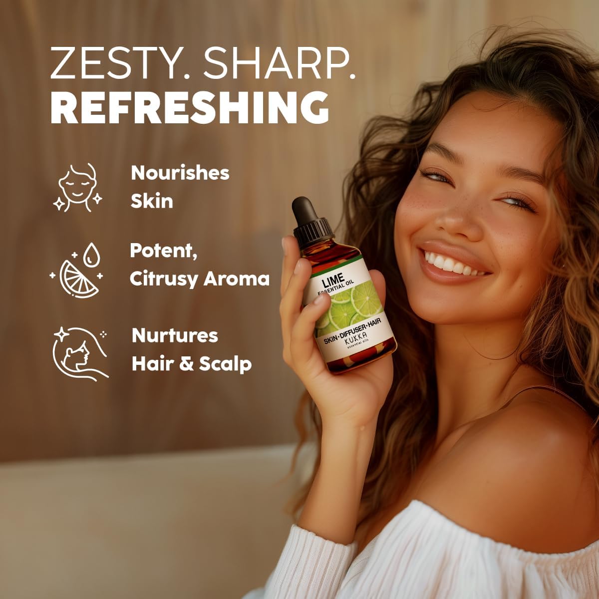 Kukka Lime Essential Oil for Skin - 4 Fl Oz - Lime Oil for Diffuser, Hair, Candles, DIY Soap Making