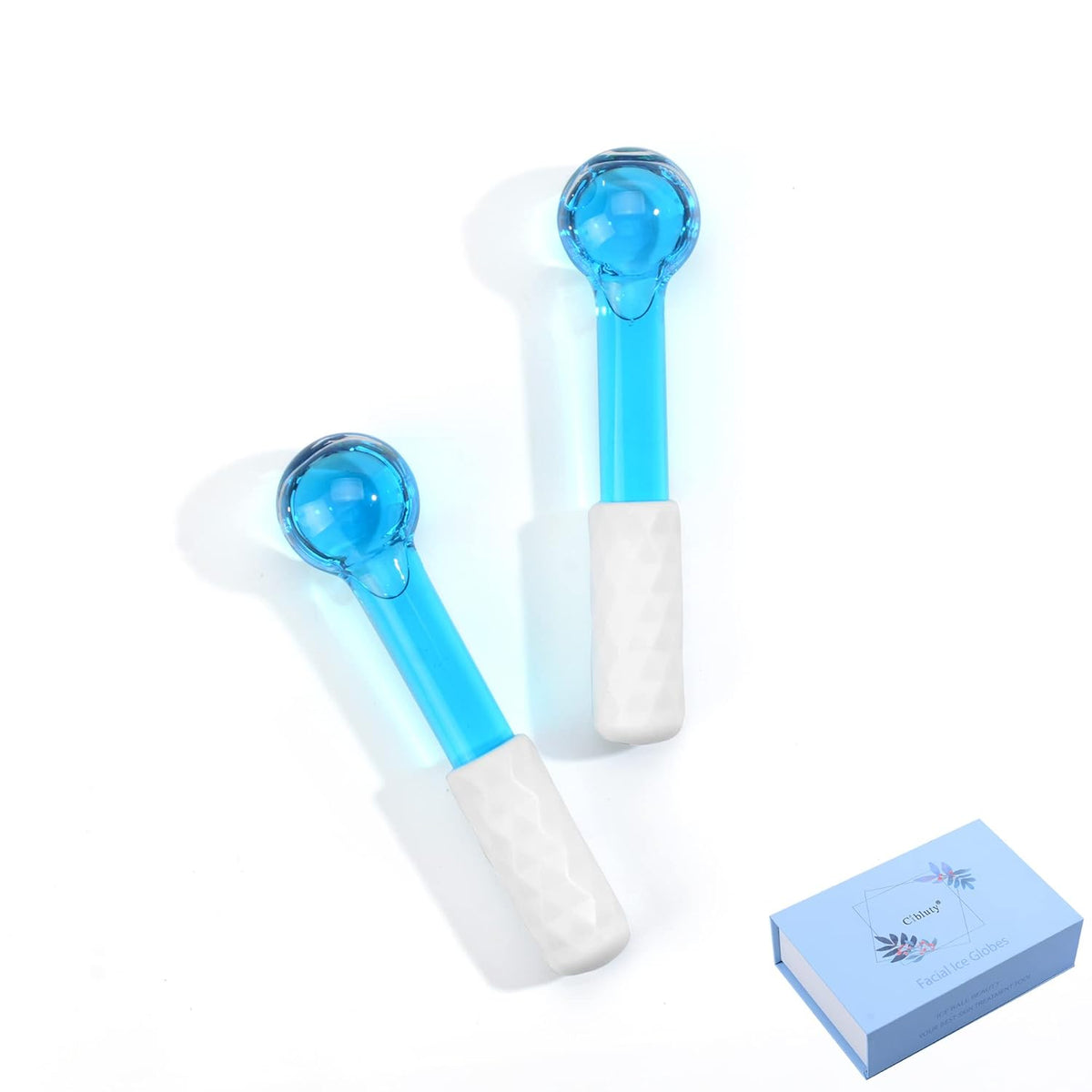 ICE Globes Small Balls for Eyes, 2 PCS Blue Facial Globes for Massage Tool, Facial Roller Cold Skin