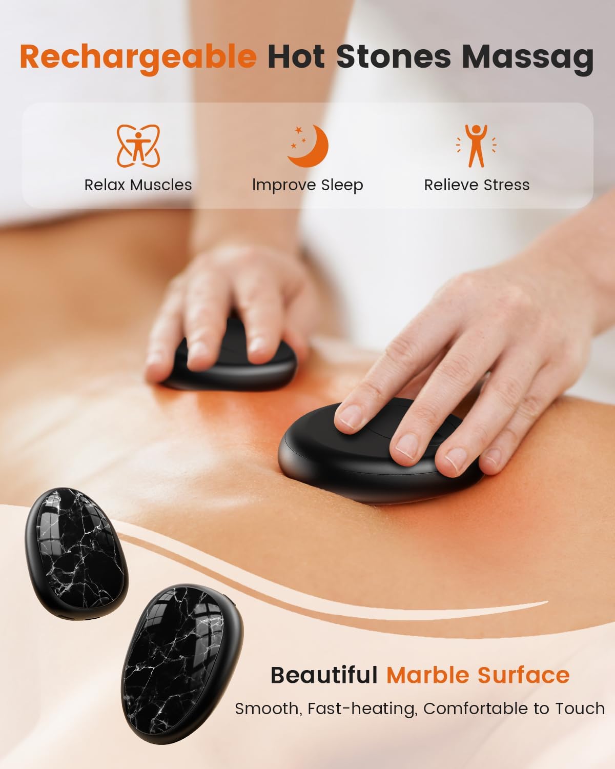 Hand Warmers Rechargeable 2 Pack, AI Temperature Control Electric Handwarmers, Stone Shape Portable