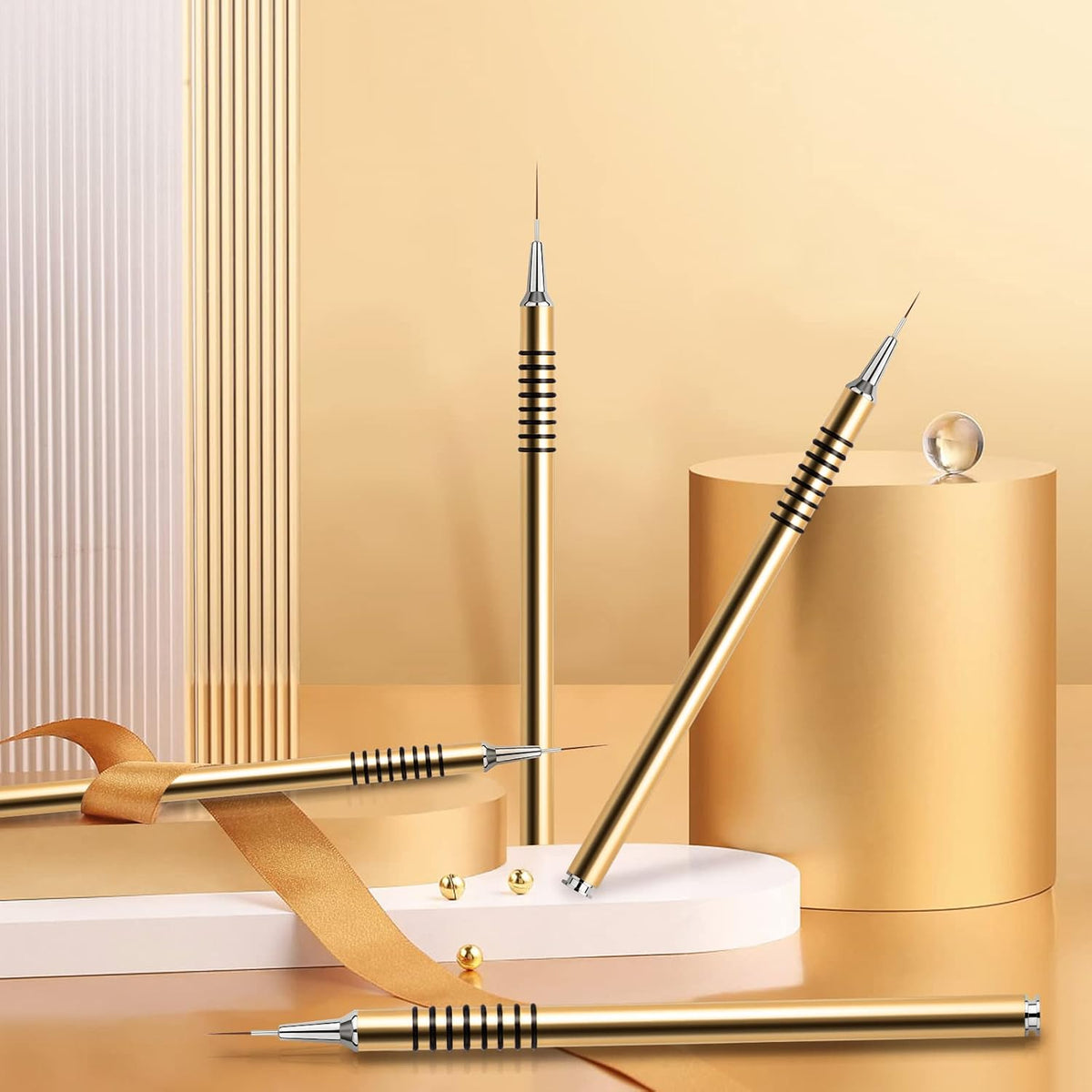 Nail Art Liner Brushes Set, 6Pcs Nail Art Design Brush Striping Thin Long Lines Dotting Drawing