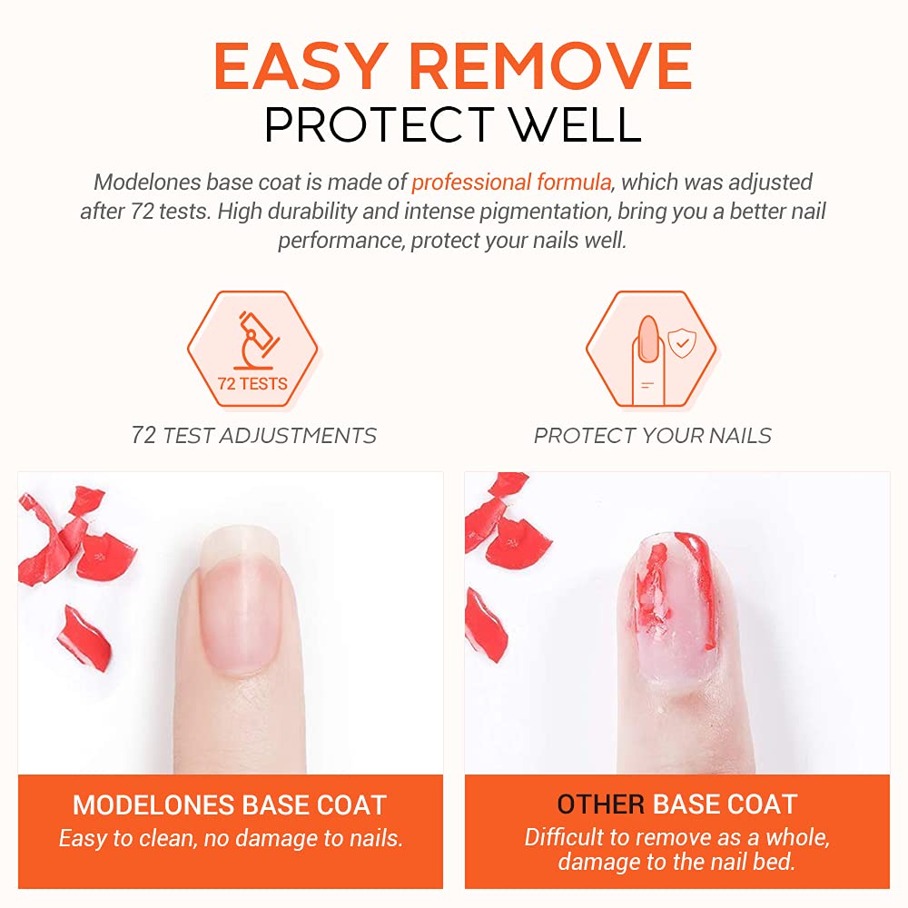 modelones Gel Nail Polish Base Coat, 2025 Upgraded Formula Clear High Glossy Gel Base coat Soak Off
