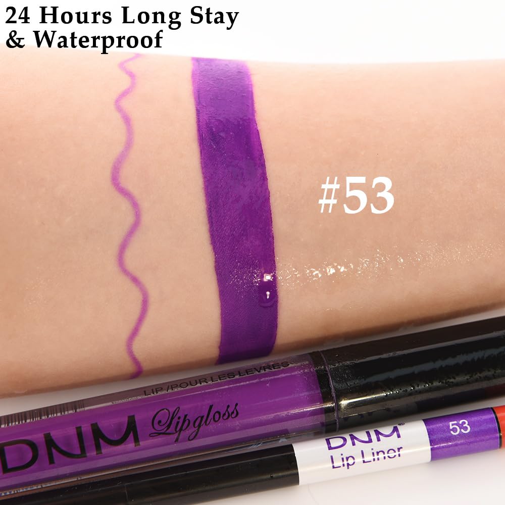 evpct 2Pcs Lavender Purple Matte Liquid Lipstick Lip Gloss Stain and Retractable Lip Liner Makeup
