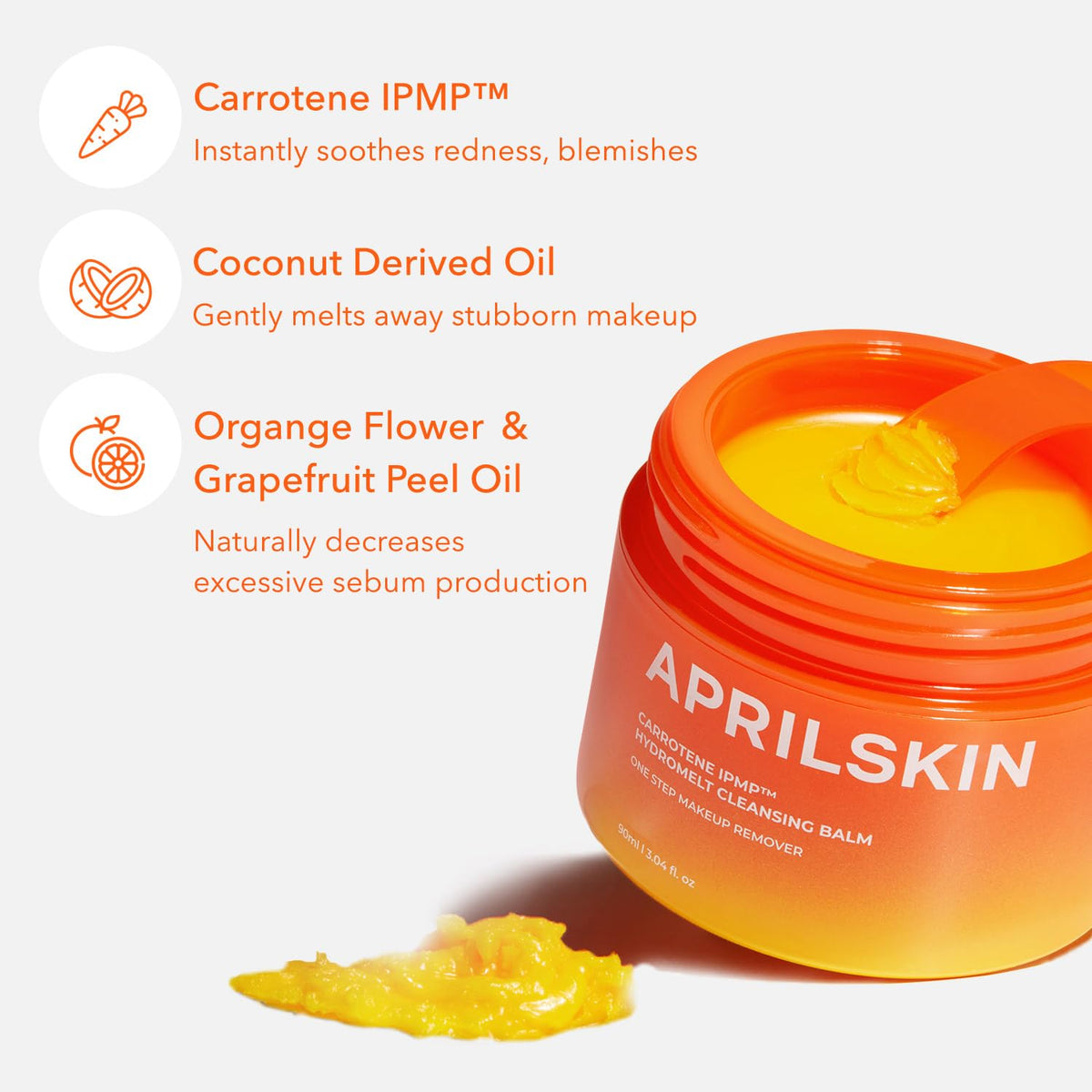 APRILSKIN Carrotene IPMP Hydromelt Cleansing Balm, 3.04 fl.oz, Noncomedogenic, Grapefruit Peel Oil