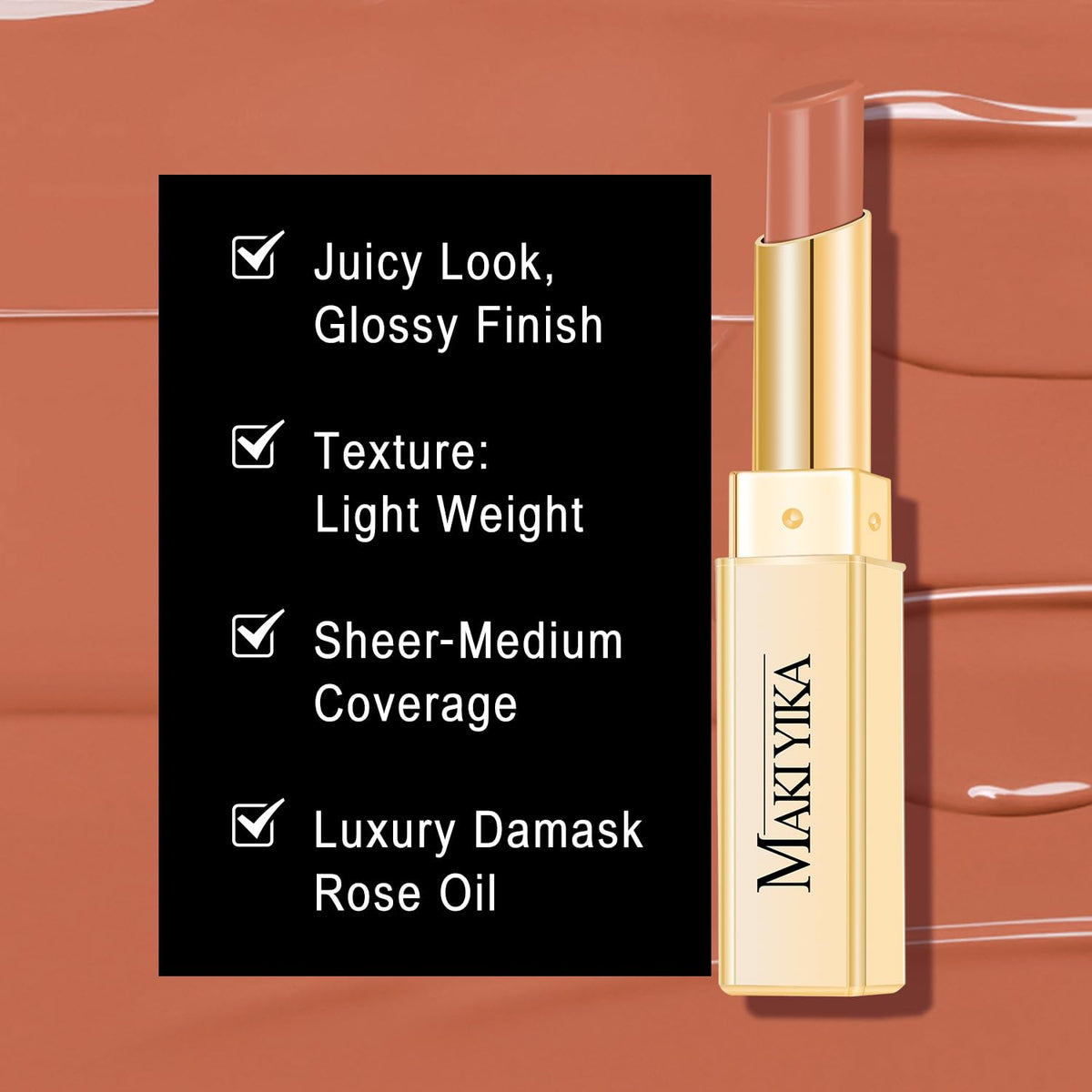 MAKI YIKA Moisture Nude Lipstick for Women Hydrated Tinted Lip Balm for Dry Cracked Lips Weightless