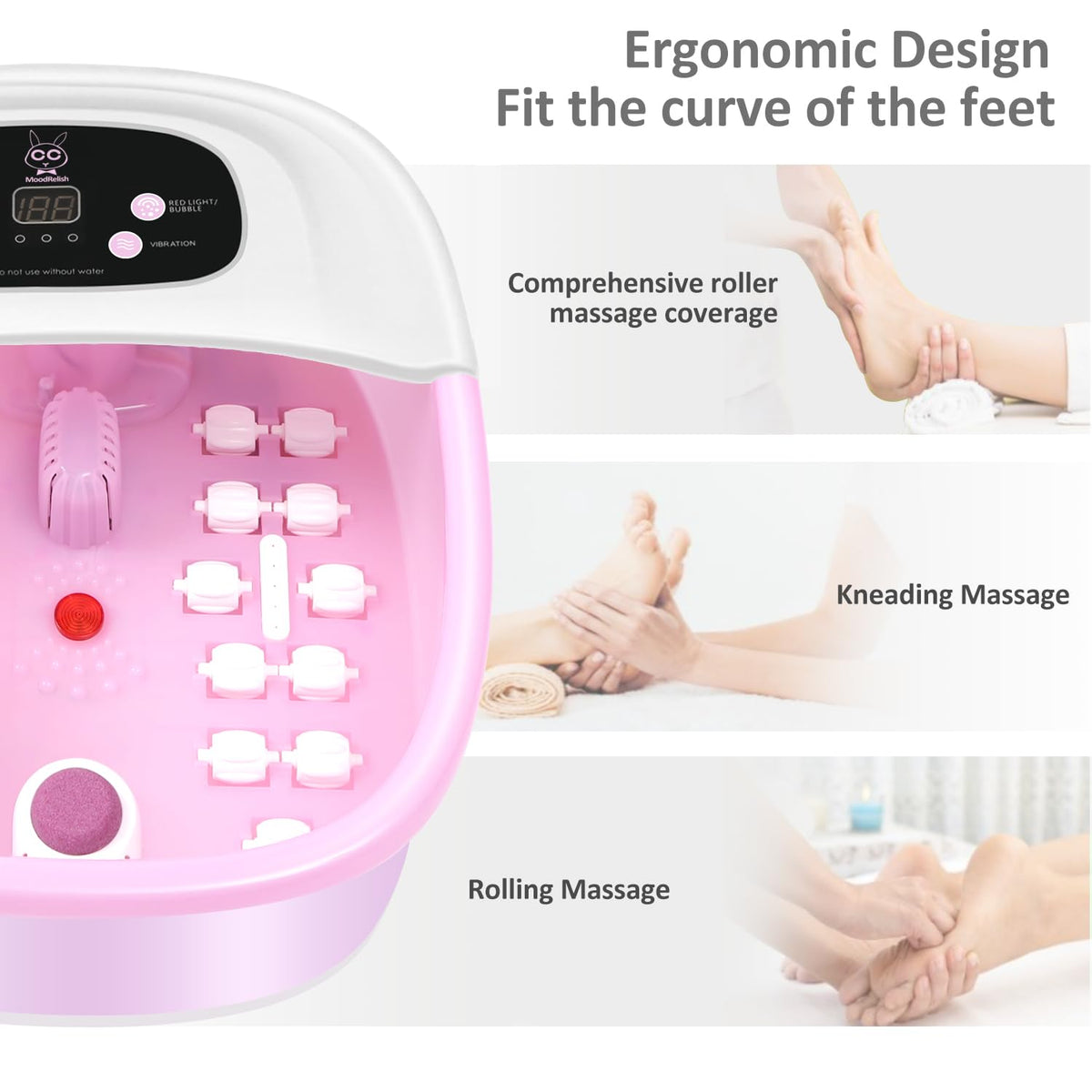 Foot Spa Bath Massager with Heat Bubbles and Vibration Massage and Jets, 16 OZ Calming Lavender