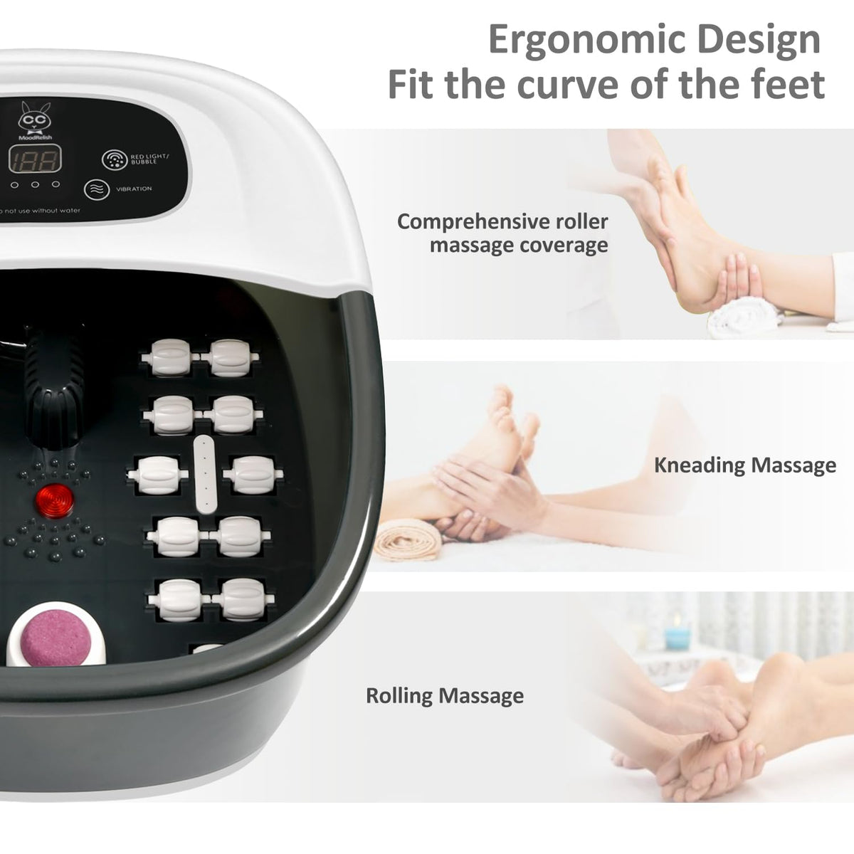 Foot Spa Bath Massager with Heat Bubbles and Vibration Massage and Jets, 16 OZ Calming Lavender