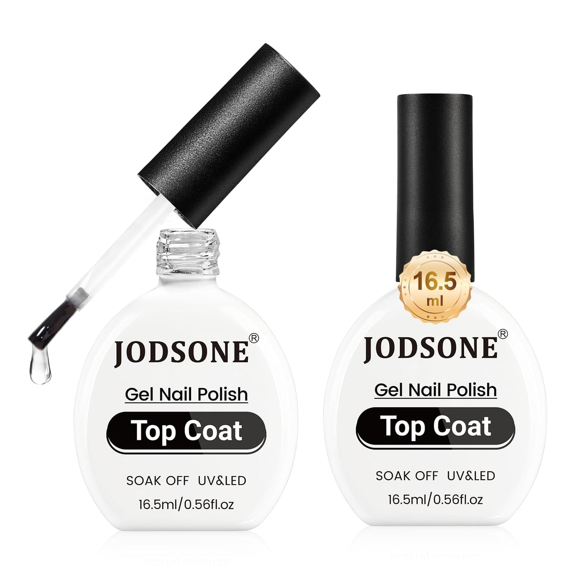JODSONE 2Pcs 16.5ml Gel Top Coat No Wipe Clear Glossy Shine Finish Long Lasting No Soak Off Nail