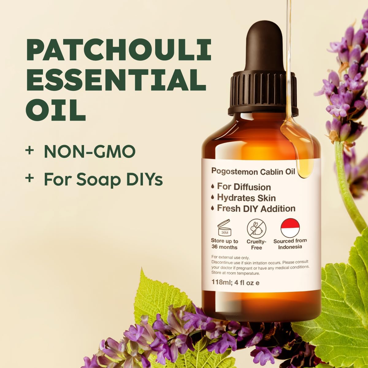Kukka Patchouli Essential Oil for Skin & Diffuser - 4 Fl Oz - Patchouli Oil, Captivating Scent for