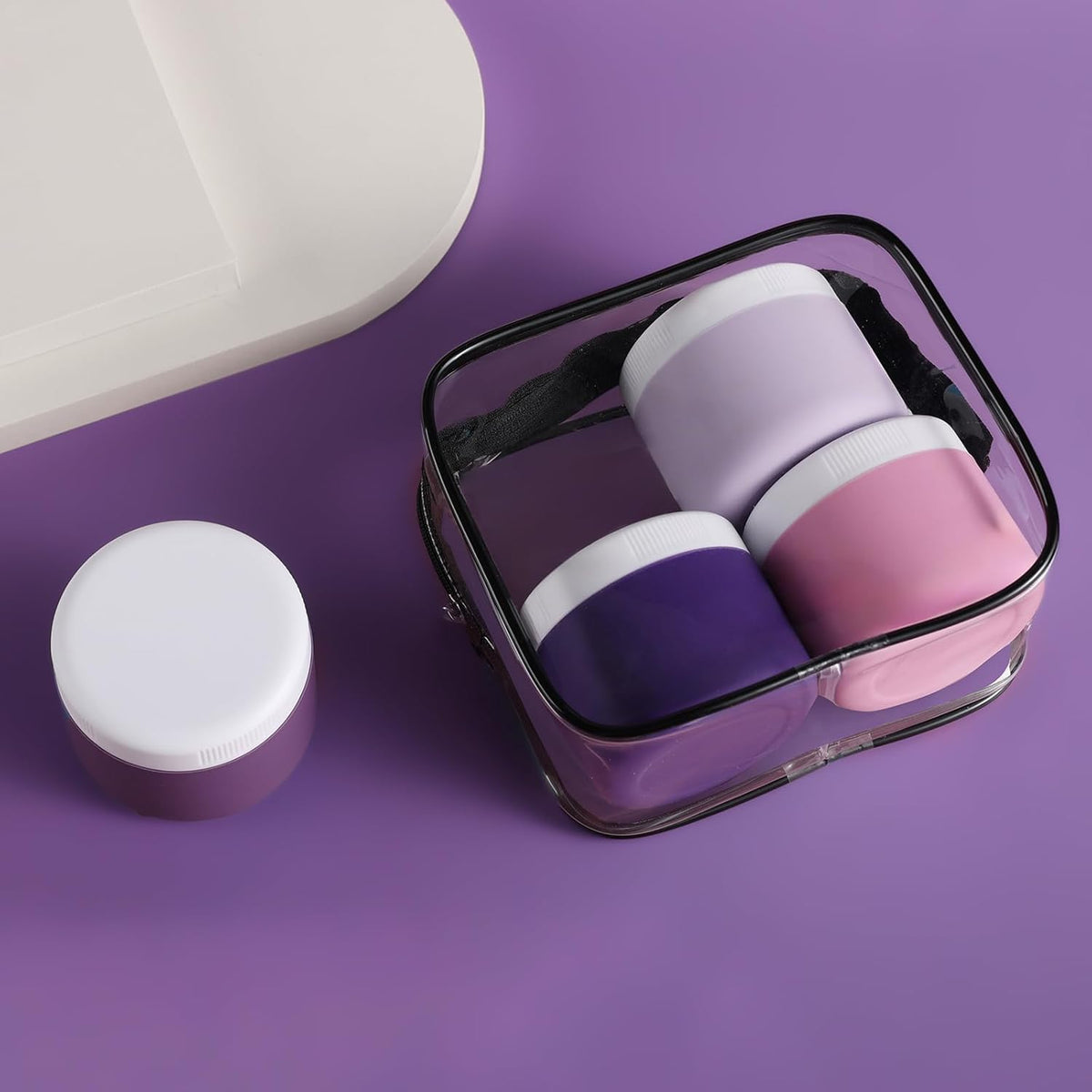 Travel Containers for Toiletries, Silicone Cream Jars BPA-Free, Leak-proof 3oz Travel Size