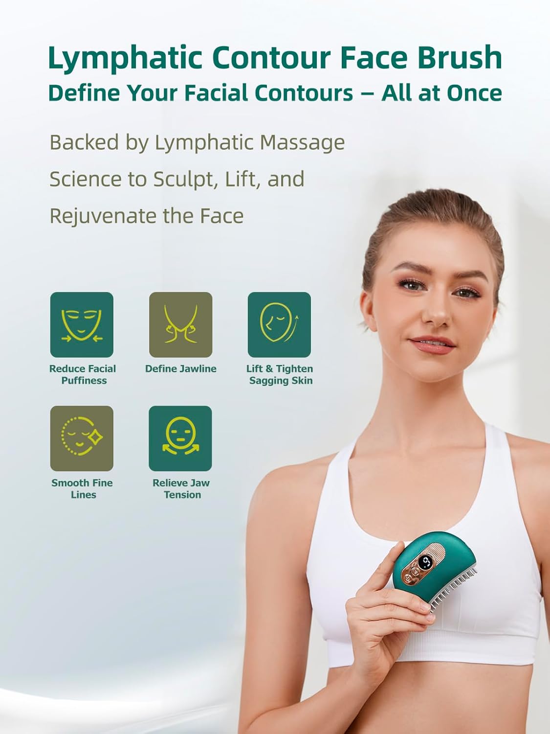 Lymphatic Contour Face Brush – Face Massager for Lymphatic Drainage, Double Chin Reducer, and