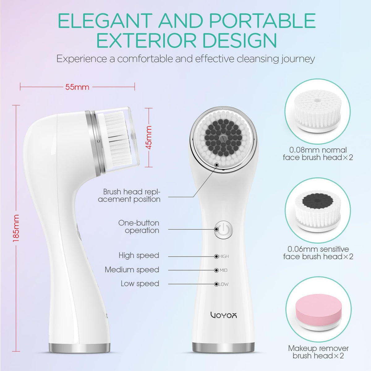 VOYOR Facial Cleansing Brush Electric for Deep Skin Cleansing Face Scrubber Rechargeable for