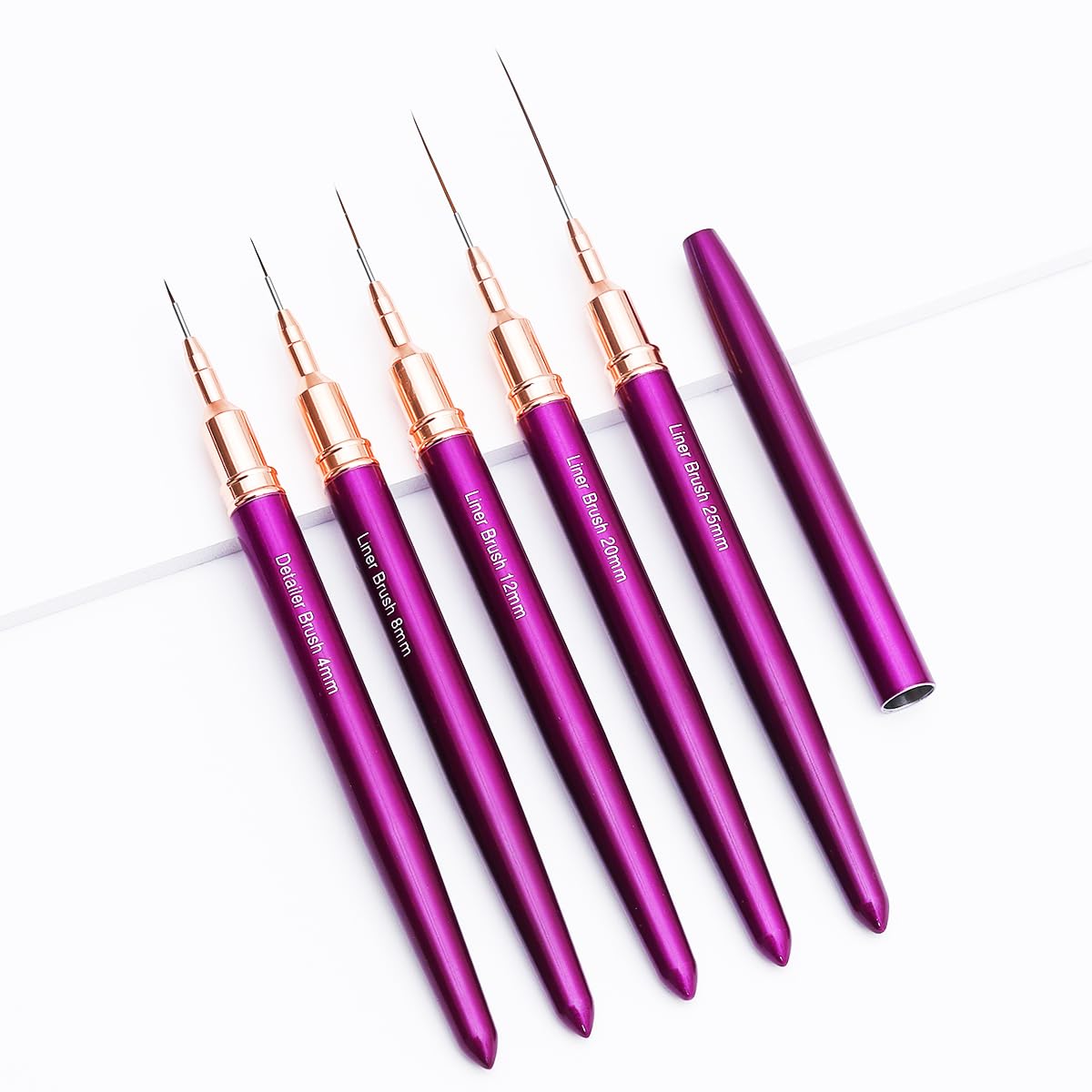 Metallic Nail Art Brushes, 5Pcs Nail Art Liner Brushes, Painting Art Design Brush Set Nail Dotting