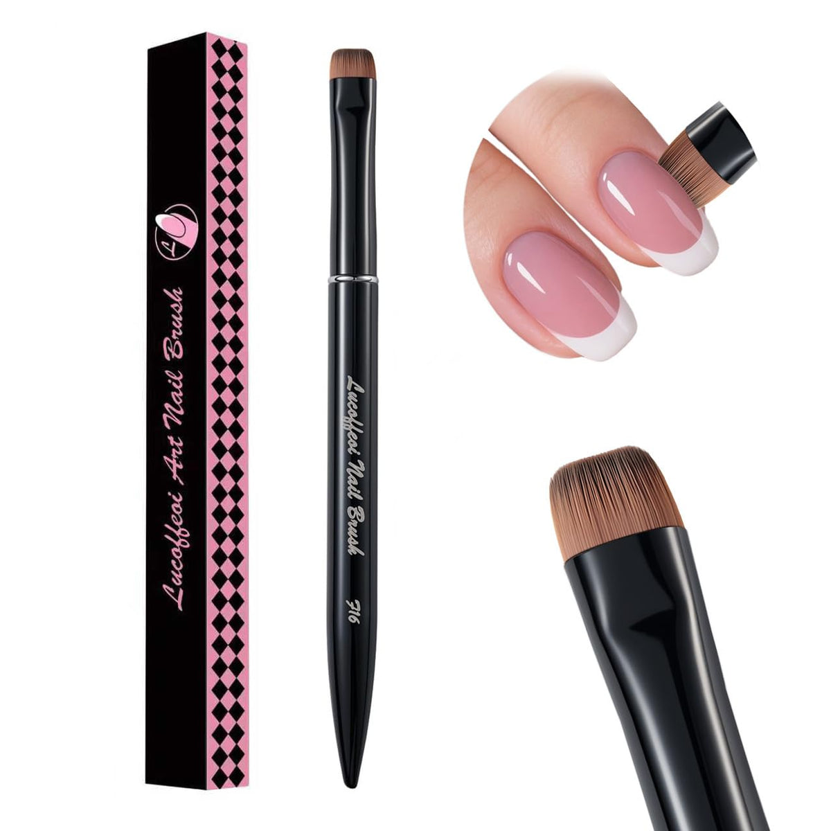 Nail Brush for French Tip, Nail Cleaning Brush for Gel & Acrylic - Professional Kolinsky Sable
