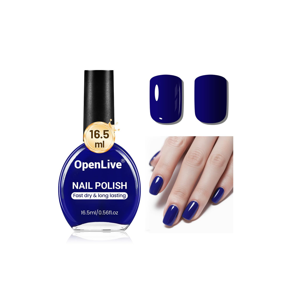 16.5ml Dark Blue Nail Polish Large Volume Quick Dry Nail Polish, Long Lasting Shine, Fingernail