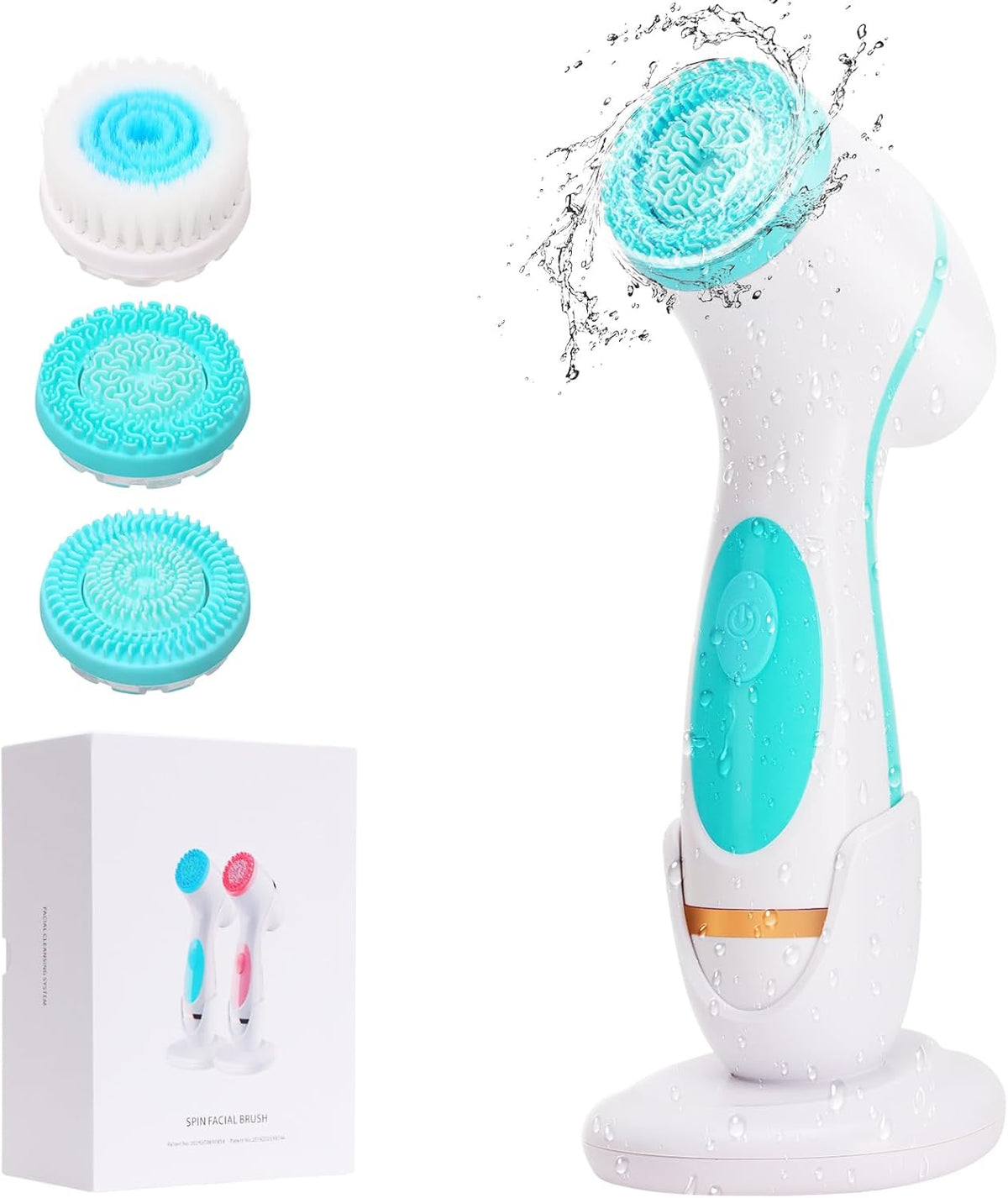 Facial Cleansing Brush, 3 in 1 Electric Face Scrubber with 3 Brush Heads for Women/Men, Waterproof