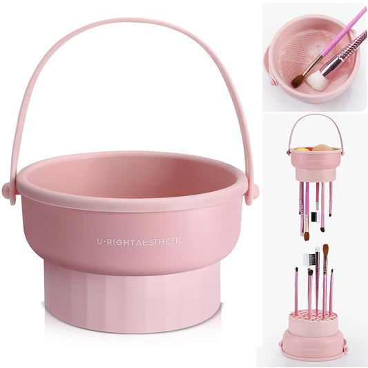 Makeup Brush Cleaner Mat 3 in 1 Silicone Makeup Brush Cleaner Bowl Cosmetic Brushes Cleaning Tool