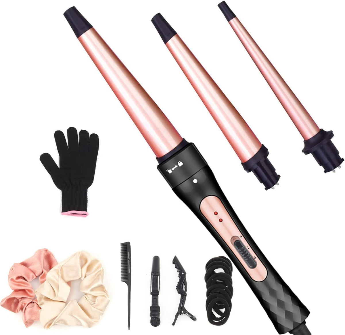 Curling Iron Wand Set, Curling Wand 3 in 1 Hair Curling Wands Interchangeable Ceramic 0.35-1.25inch
