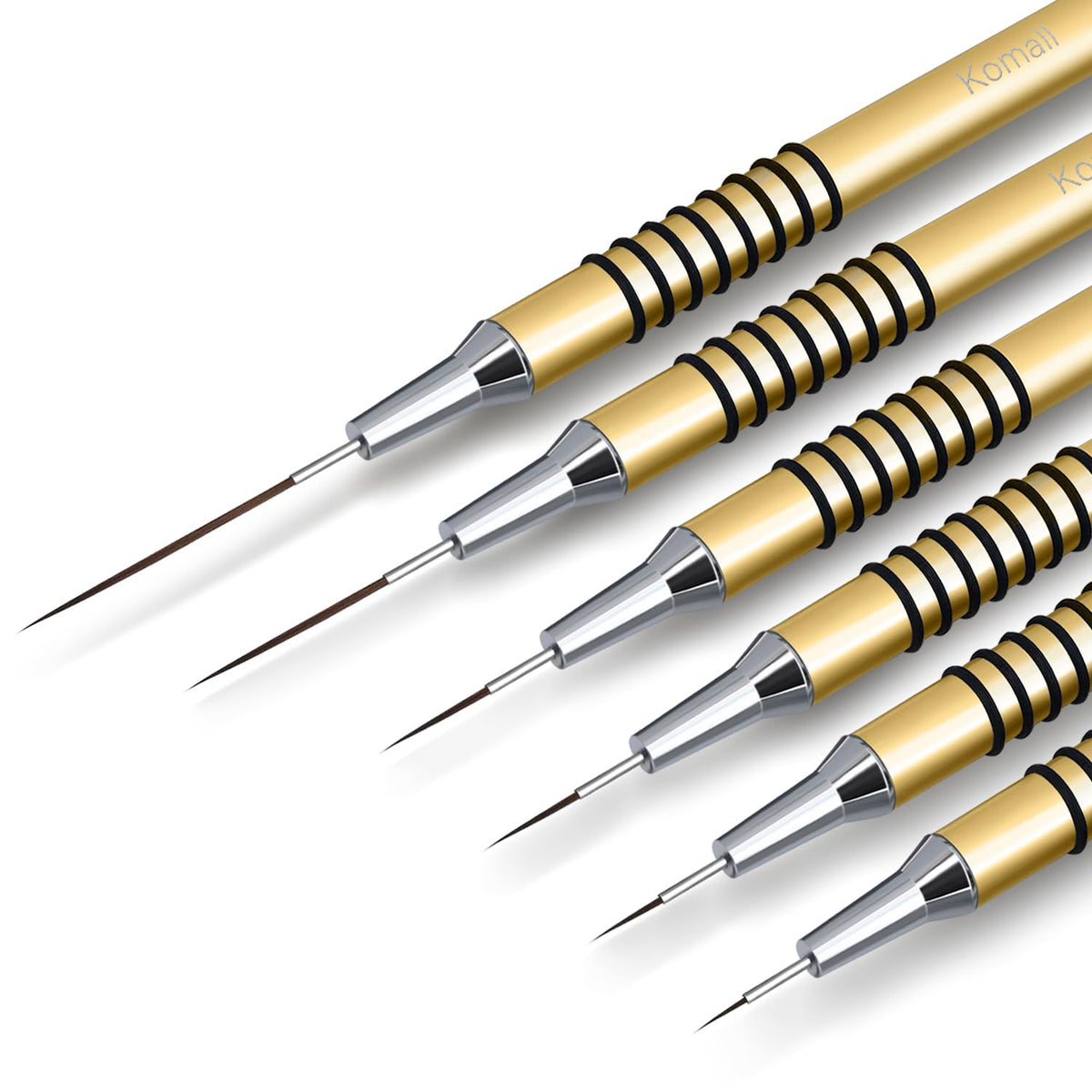 Metallic Nail Art Brushes, 6Pcs Non Slip Liner Brush Set, UV Gel Polish Painting Art Design Pen for