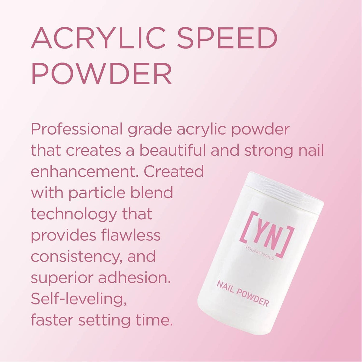 Young Nails Acrylic Core Powder - Self-Leveling Acrylic Nail Powder, Clear Nude Pink White Acrylic