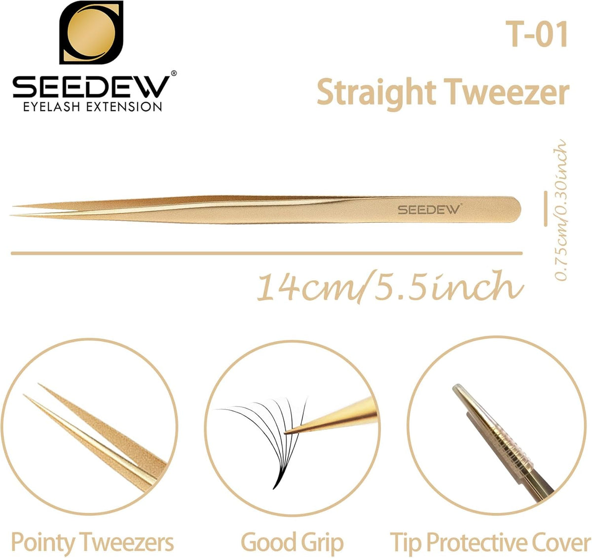 Tweezer Eyelash Extensions 1 PCS Stainless Steel Straight Pointy Tweezer Isolation Professional
