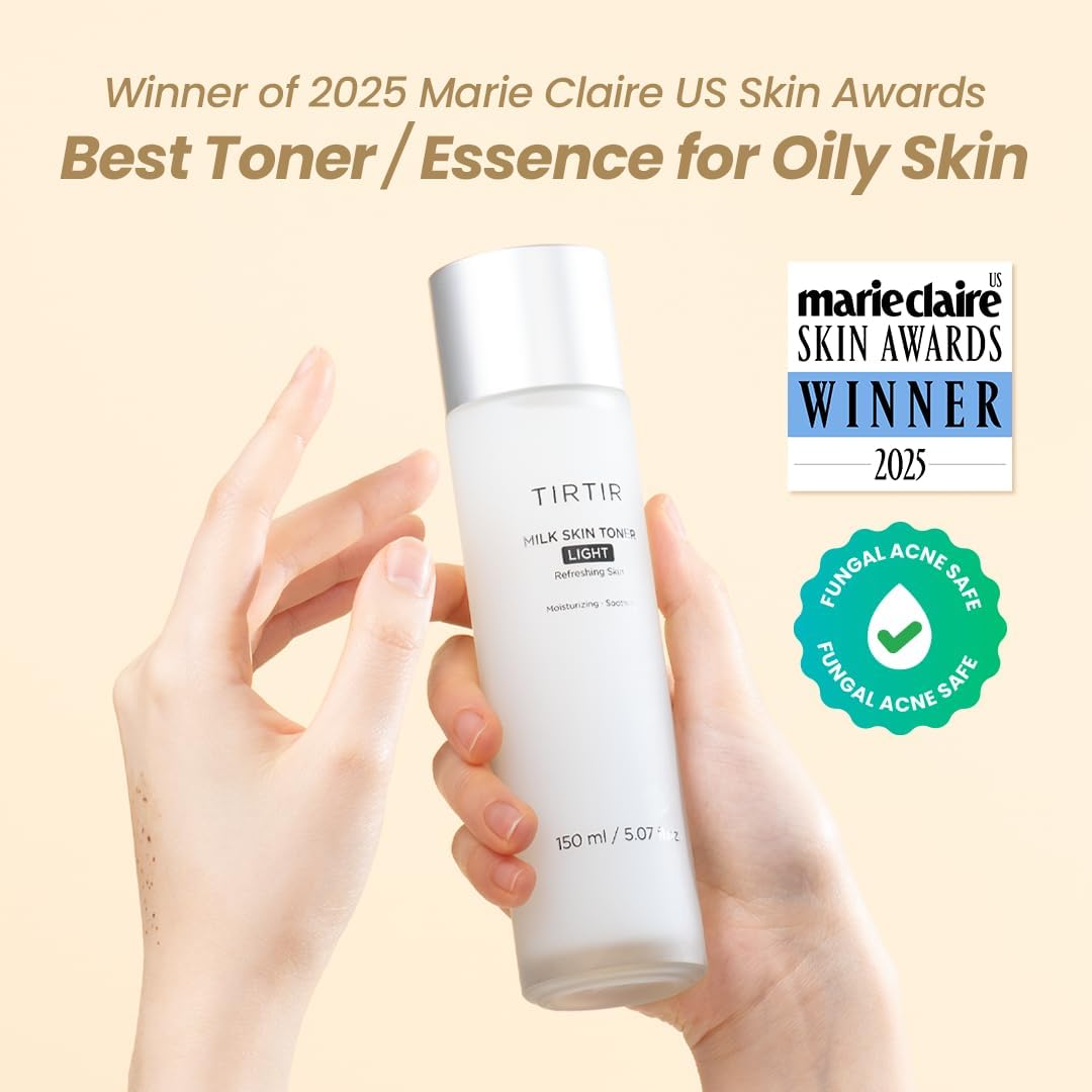 TIRTIR Milk Skin Rice Toner Light | Instant Hydration with 4% Niacinamide, Pantenol, Lightweight