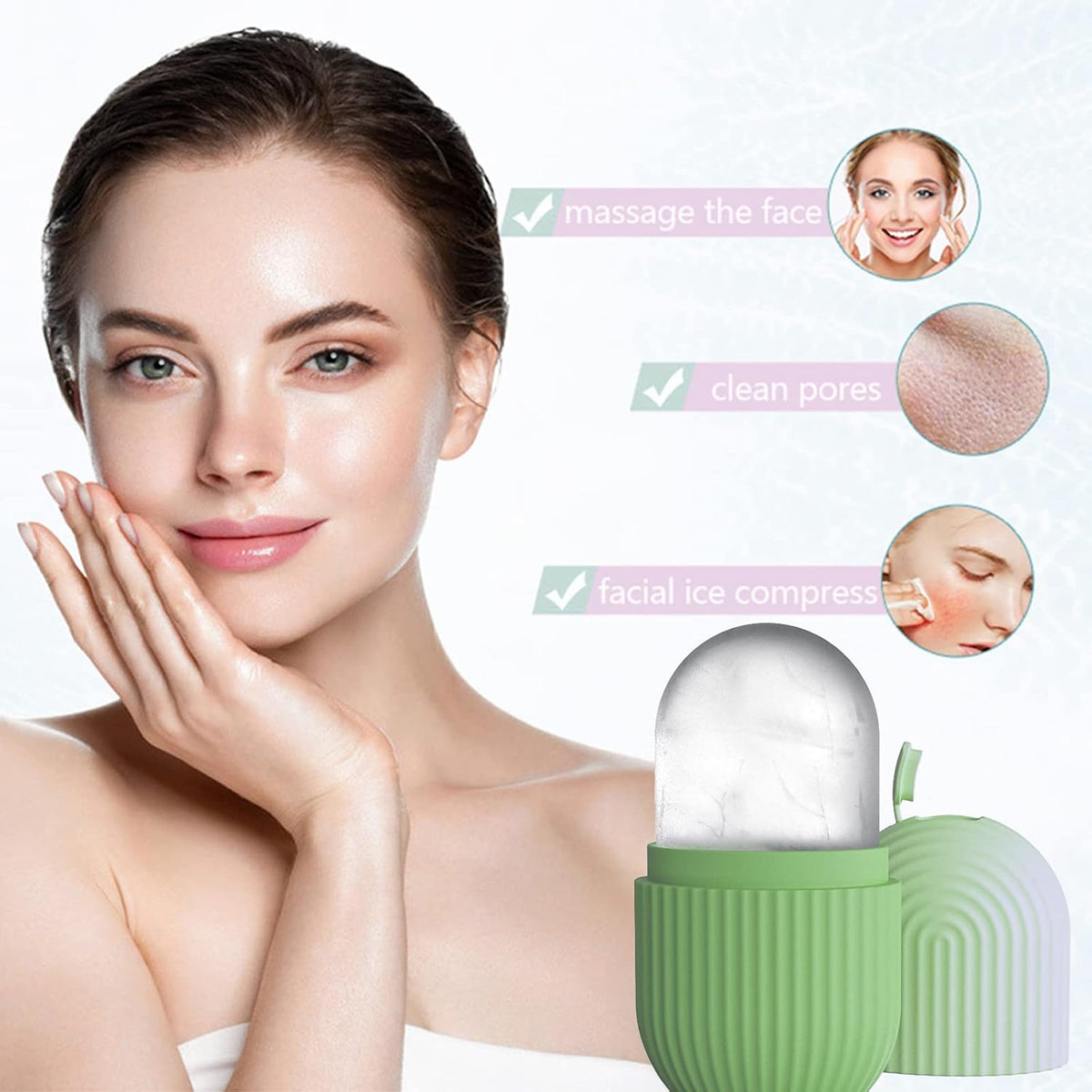 Ice Face Roller, Reusable Silicone Mold Face Massage Eye Facial Beauty Skin Care Tools Apply Ice
