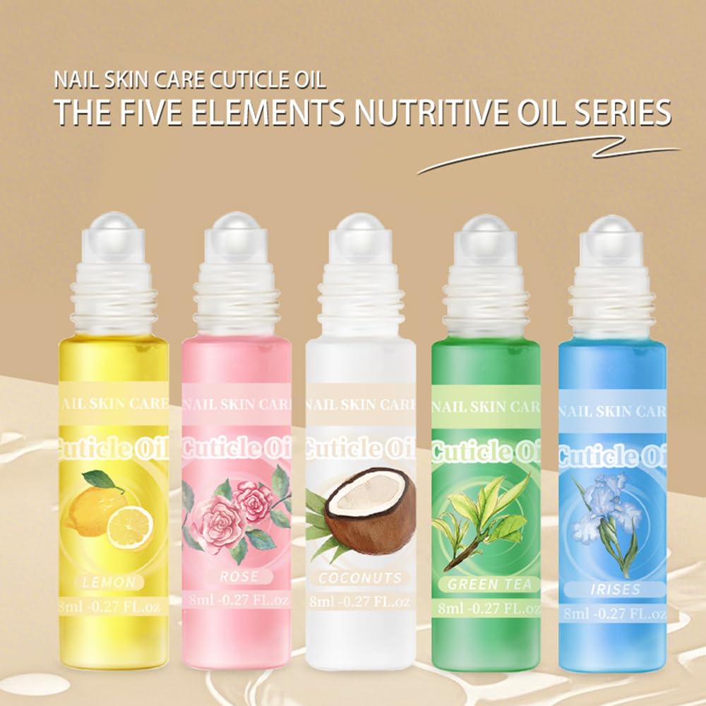 5pcs Cuticle Oil Roller Nourishing Moisturizing Roll On Cuticle Oil for Convenient Portable Nail