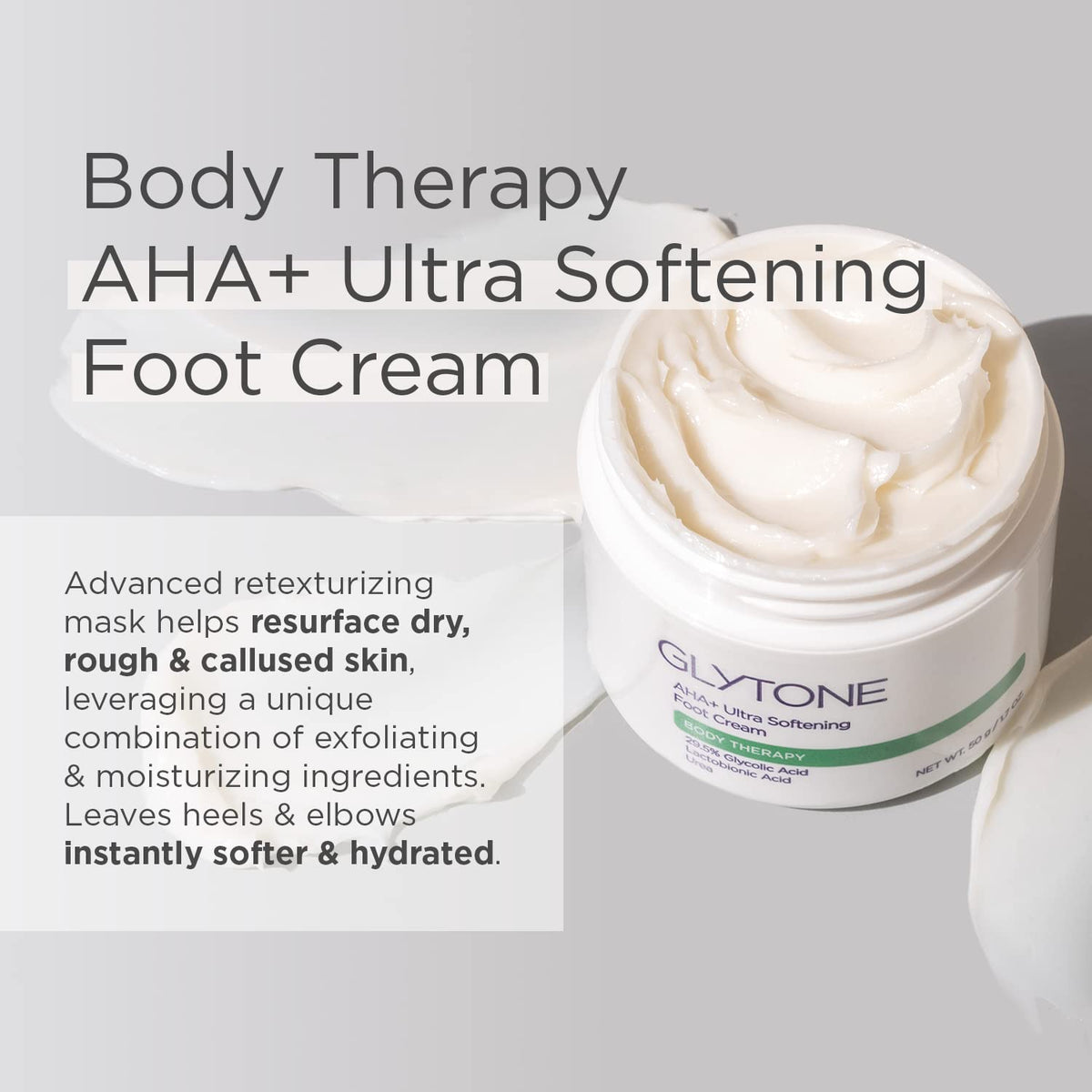 GLYTONE AHA+ Foot Cream for Dry Cracked Heels & Feet | Exfoliate, Hydrate & Retexturize Dry, Rough