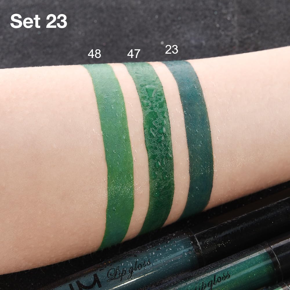 evpct 3Pcs Dark Deep Forest Green Shimmer Matte Liquid Lipstick Lip Stain Sets for Women