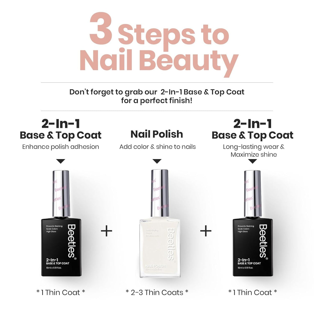 Beetles Nail Polish - Milky White Nail Polish Milk Cheese Color Nail Concealer Fast Dry Quick