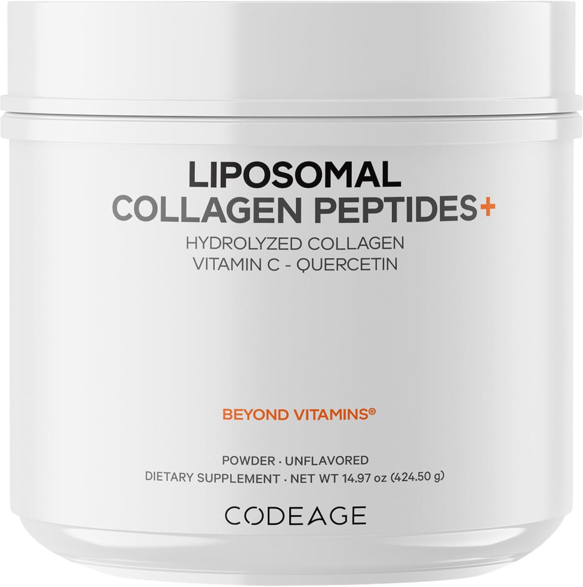 Codeage Liposomal Collagen Peptides Powder + Vitamin C & Quercetin, Phospholipid Complex, Grass-Fed